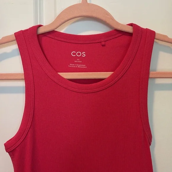 COS Ribbed Tube Tank Midi Dress XS Pink - Picture 6 of 10